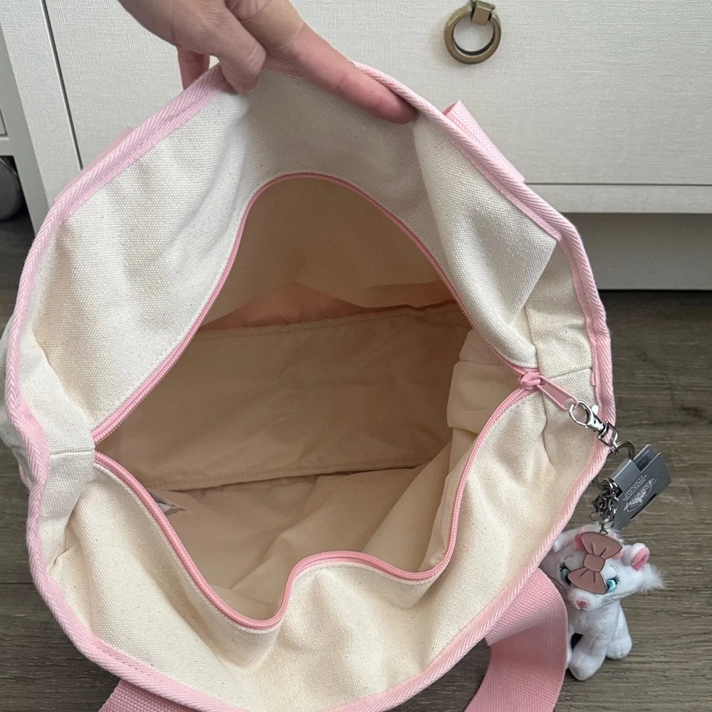 Disney Cream and Pink Mickey & Minnie Canvas Tote - Picture 9 of 10